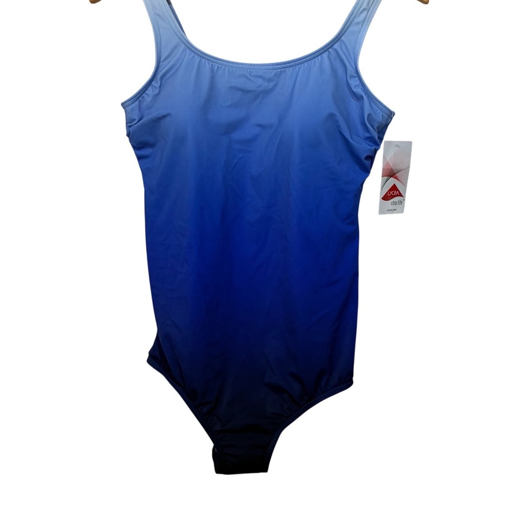 Lands End NWT Blue Ombre One Piece Swimsuit Lycra Xtra Life Size 12 NEW
